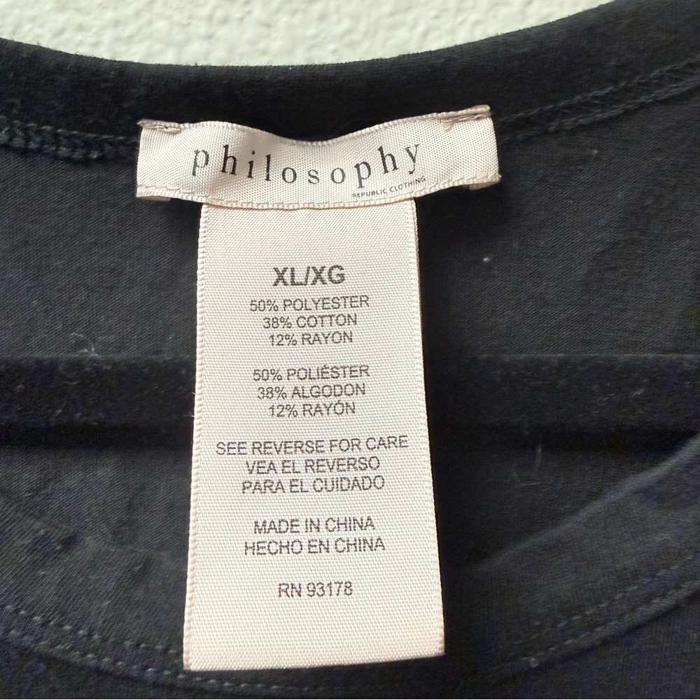 Philosophy Black Ruffle Sleeve Top XL Soft Casual Chic Blouse - Picture 3 of 6